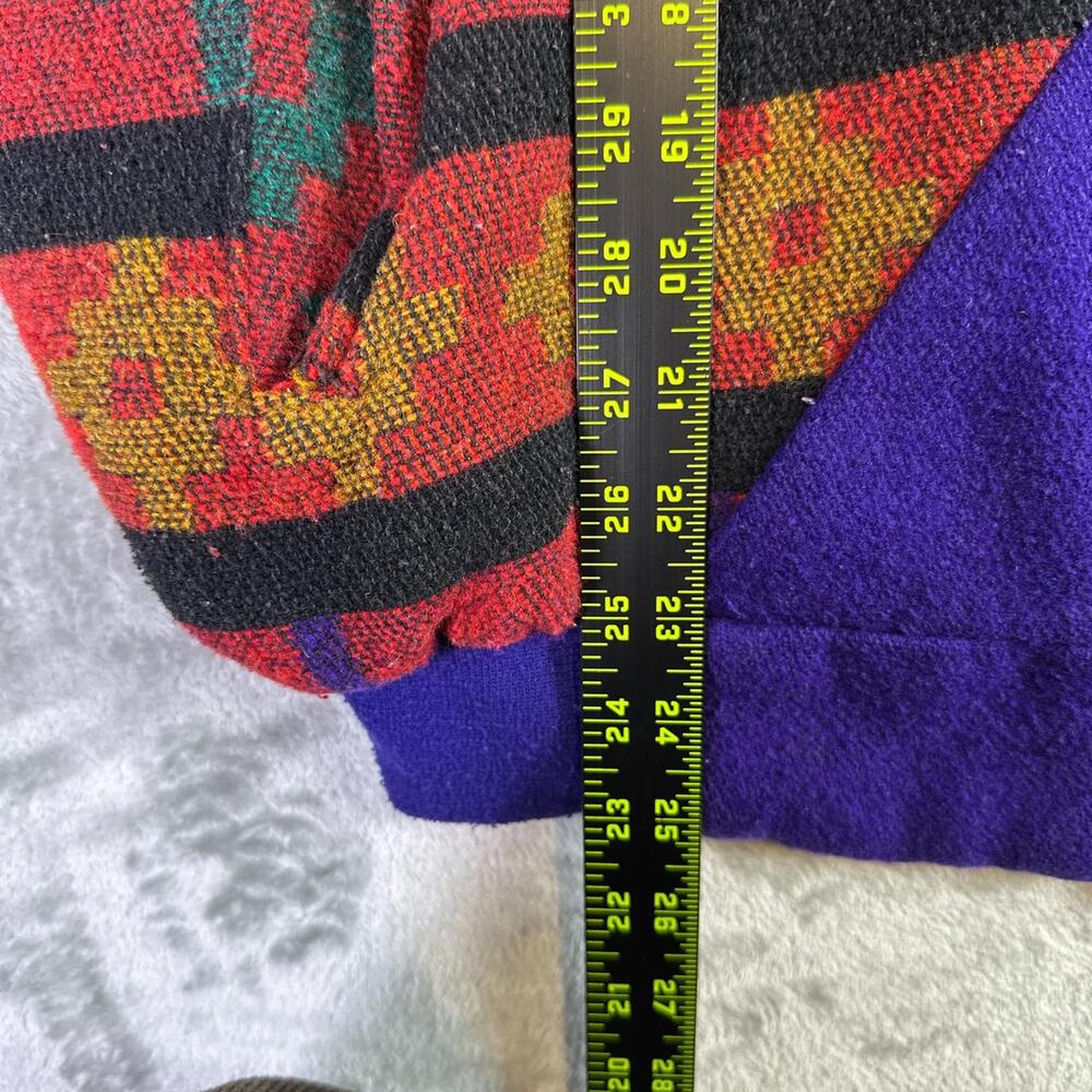 Vintage 90s Rodeo America Aztec wool purple bomber jacket size XL - Picture 4 of 8